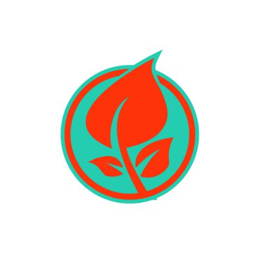 Yeşil Yaprak eko organik logo tasarım vektör şablonu. Basit düz yeşil yaprak tasarım vektörü Doğal ürünler kullanılarak orman koruma kavramı.