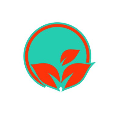 Yeşil Yaprak eko organik logo tasarım vektör şablonu. Basit düz yeşil yaprak tasarım vektörü Doğal ürünler kullanılarak orman koruma kavramı.