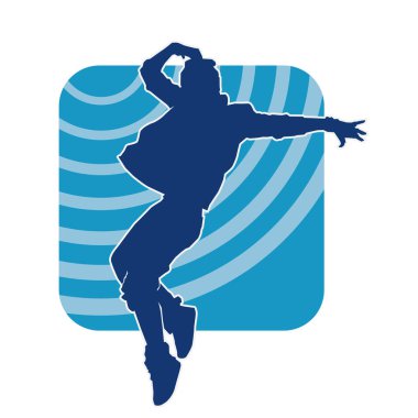 Modern dansçı pozunun silueti. Hip hop dansı yapan genç bir kızın silueti.