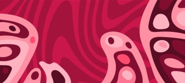 Çeşitli kıvrımlı süslemeleri olan organik dalgalı dokuların soyut arkaplanı. Kıvrımlı kıvrımlar dalga dokusu arkaplanındaki dekoratif süslemeleri. 