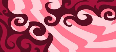 Çeşitli kıvrımlı süslemeleri olan organik dalgalı dokuların soyut arkaplanı. Kıvrımlı kıvrımlar dalga dokusu arkaplanındaki dekoratif süslemeleri. 