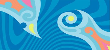 Çeşitli kıvrımlı süslemeleri olan organik dalgalı dokuların soyut arkaplanı. Kıvrımlı kıvrımlar dalga dokusu arkaplanındaki dekoratif süslemeleri. 