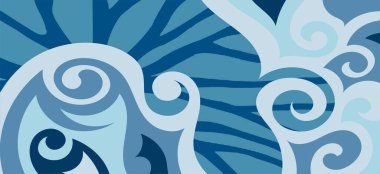 Çeşitli kıvrımlı süslemeleri olan organik dalgalı dokuların soyut arkaplanı. Kıvrımlı kıvrımlar dalga dokusu arkaplanındaki dekoratif süslemeleri. 