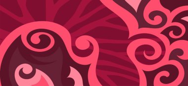 Çeşitli kıvrımlı süslemeleri olan organik dalgalı dokuların soyut arkaplanı. Kıvrımlı kıvrımlar dalga dokusu arkaplanındaki dekoratif süslemeleri. 