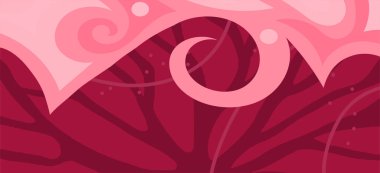 Çeşitli kıvrımlı süslemeleri olan organik dalgalı dokuların soyut arkaplanı. Kıvrımlı kıvrımlar dalga dokusu arkaplanındaki dekoratif süslemeleri. 