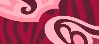 Çeşitli kıvrımlı süslemeleri olan organik dalgalı dokuların soyut arkaplanı. Kıvrımlı kıvrımlar dalga dokusu arkaplanındaki dekoratif süslemeleri. 
