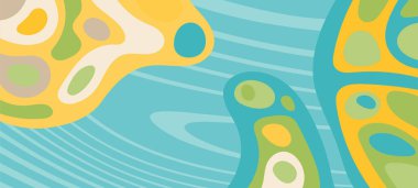 Çeşitli kıvrımlı süslemeleri olan organik dalgalı dokuların soyut arkaplanı. Kıvrımlı kıvrımlar dalga dokusu arkaplanındaki dekoratif süslemeleri. 