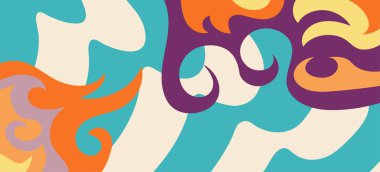 Çeşitli kıvrımlı süslemeleri olan organik dalgalı dokuların soyut arkaplanı. Kıvrımlı kıvrımlar dalga dokusu arkaplanındaki dekoratif süslemeleri. 