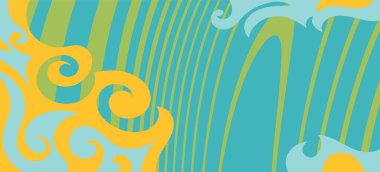 Çeşitli kıvrımlı süslemeleri olan organik dalgalı dokuların soyut arkaplanı. Kıvrımlı kıvrımlar dalga dokusu arkaplanındaki dekoratif süslemeleri. 