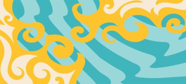 Çeşitli kıvrımlı süslemeleri olan organik dalgalı dokuların soyut arkaplanı. Kıvrımlı kıvrımlar dalga dokusu arkaplanındaki dekoratif süslemeleri. 