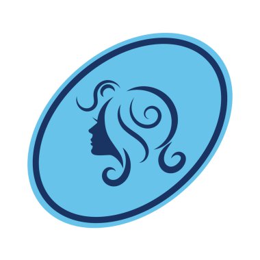 Kuaför logosu tasarımı için kadın profili çizimi.