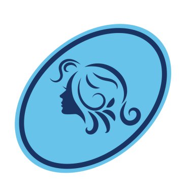 Kuaför logosu tasarımı için kadın profili çizimi.