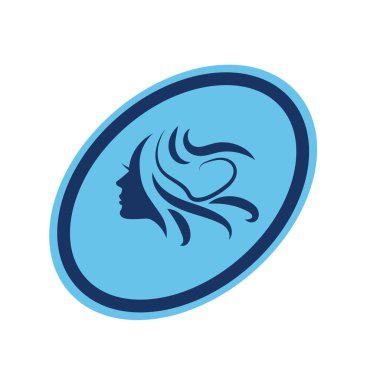 Kuaför logosu tasarımı için kadın profili çizimi.