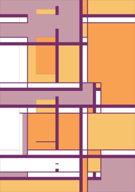 Soyut geometrik model arkaplan kare çizgileri renk sanat tasarımı. Renkli Bauhaus desen arkaplanı