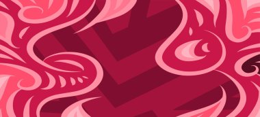 Geometrik çizgili kıvrımlı süslemeli soyut arkaplan. Dekoratif kıvrımlı çizgili desen kolajı süslemeleri şekillendirir.