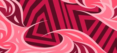 Geometrik çizgili kıvrımlı süslemeli soyut arkaplan. Dekoratif kıvrımlı çizgili desen kolajı süslemeleri şekillendirir.