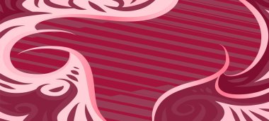 Geometrik çizgili kıvrımlı süslemeli soyut arkaplan. Dekoratif kıvrımlı çizgili desen kolajı süslemeleri şekillendirir.