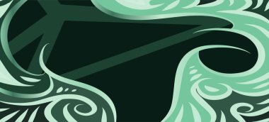 Geometrik çizgili kıvrımlı süslemeli soyut arkaplan. Dekoratif kıvrımlı çizgili desen kolajı süslemeleri şekillendirir.