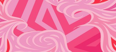 Geometrik çizgili kıvrımlı süslemeli soyut arkaplan. Dekoratif kıvrımlı çizgili desen kolajı süslemeleri şekillendirir.