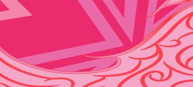 Geometrik çizgili kıvrımlı süslemeli soyut arkaplan. Dekoratif kıvrımlı çizgili desen kolajı süslemeleri şekillendirir.