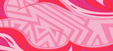 Geometrik çizgili kıvrımlı süslemeli soyut arkaplan. Dekoratif kıvrımlı çizgili desen kolajı süslemeleri şekillendirir.