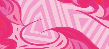 Geometrik çizgili kıvrımlı süslemeli soyut arkaplan. Dekoratif kıvrımlı çizgili desen kolajı süslemeleri şekillendirir.