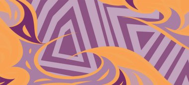 Geometrik çizgili kıvrımlı süslemeli soyut arkaplan. Dekoratif kıvrımlı çizgili desen kolajı süslemeleri şekillendirir.