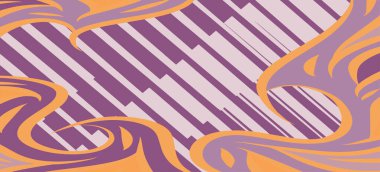 Geometrik çizgili kıvrımlı süslemeli soyut arkaplan. Dekoratif kıvrımlı çizgili desen kolajı süslemeleri şekillendirir.