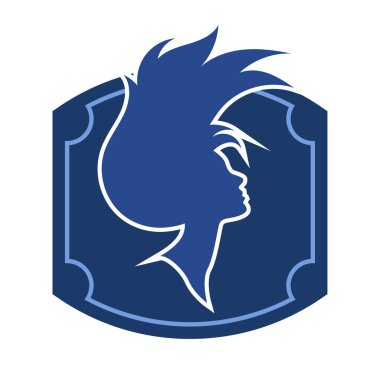 Uzun saçlı güzel kadın silueti saç güzelliği ve spa logo ikonu için kullanılır.