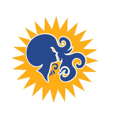 Uzun saçlı güzel kadın silueti saç güzelliği ve spa logo ikonu için kullanılır.