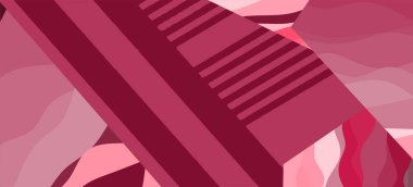 Çizgili desenli ve dikdörtgen yüzeyli soyut arkaplan. Geometrik şekillerin kolajı çizgi dokusunun üzerine süsleme.