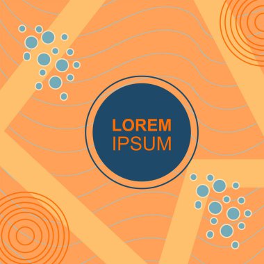 Çeşitli geometrik şekilli, süslemeli ve metin alanlı soyut arkaplan kare kartı. Geometrik memphis tarzıyla kare duvar kağıdı. Sosyal medya içeriği için kare biçiminde poster.