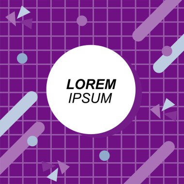 Renk çubukları ve noktaların geometrik şekilli süslemeleriyle kare şeklinde soyut bir arkaplan. Sosyal medya içeriği için metin alanı olan kare poster. Doksanlı yılların tarzında kare duvar kağıdı.