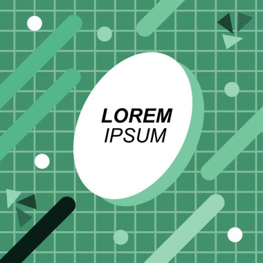 Renk çubukları ve noktaların geometrik şekilli süslemeleriyle kare şeklinde soyut bir arkaplan. Sosyal medya içeriği için metin alanı olan kare poster. Doksanlı yılların tarzında kare duvar kağıdı.