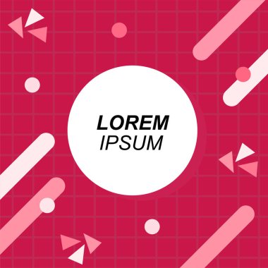 Renk çubukları ve noktaların geometrik şekilli süslemeleriyle kare şeklinde soyut bir arkaplan. Sosyal medya içeriği için metin alanı olan kare poster. Doksanlı yılların tarzında kare duvar kağıdı.