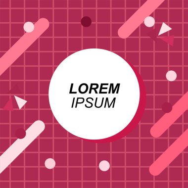 Renk çubukları ve noktaların geometrik şekilli süslemeleriyle kare şeklinde soyut bir arkaplan. Sosyal medya içeriği için metin alanı olan kare poster. Doksanlı yılların tarzında kare duvar kağıdı.