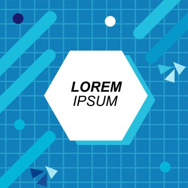 Renk çubukları ve noktaların geometrik şekilli süslemeleriyle kare şeklinde soyut bir arkaplan. Sosyal medya içeriği için metin alanı olan kare poster. Doksanlı yılların tarzında kare duvar kağıdı.