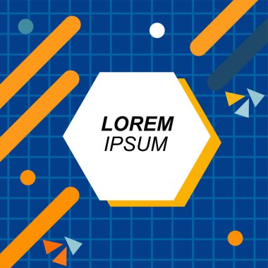 Renk çubukları ve noktaların geometrik şekilli süslemeleriyle kare şeklinde soyut bir arkaplan. Sosyal medya içeriği için metin alanı olan kare poster. Doksanlı yılların tarzında kare duvar kağıdı.