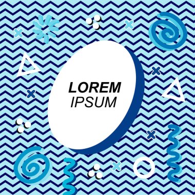 Çeşitli geometrik ve organik şekilli süslemeleri olan soyut arkaplan kare kartı. Sosyal medya içeriği için metin alanı olan kare poster. Geometrik memphis tarzıyla kare duvar kağıdı.