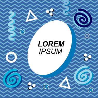 Çeşitli geometrik ve organik şekilli süslemeleri olan soyut arkaplan kare kartı. Sosyal medya içeriği için metin alanı olan kare poster. Geometrik memphis tarzıyla kare duvar kağıdı.