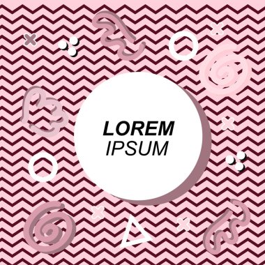 Çeşitli geometrik ve organik şekilli süslemeleri olan soyut arkaplan kare kartı. Sosyal medya içeriği için metin alanı olan kare poster. Geometrik memphis tarzıyla kare duvar kağıdı.