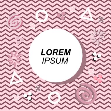 Çeşitli geometrik ve organik şekilli süslemeleri olan soyut arkaplan kare kartı. Sosyal medya içeriği için metin alanı olan kare poster. Geometrik memphis tarzıyla kare duvar kağıdı.