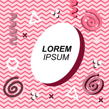 Çeşitli geometrik ve organik şekilli süslemeleri olan soyut arkaplan kare kartı. Sosyal medya içeriği için metin alanı olan kare poster. Geometrik memphis tarzıyla kare duvar kağıdı.