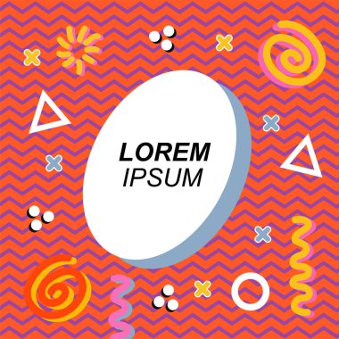 Çeşitli geometrik ve organik şekilli süslemeleri olan soyut arkaplan kare kartı. Sosyal medya içeriği için metin alanı olan kare poster. Geometrik memphis tarzıyla kare duvar kağıdı.