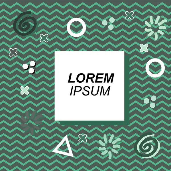 Çeşitli geometrik ve organik şekilli süslemeleri olan soyut arkaplan kare kartı. Sosyal medya içeriği için metin alanı olan kare poster. Geometrik memphis tarzıyla kare duvar kağıdı.