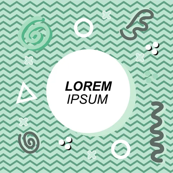 Çeşitli geometrik ve organik şekilli süslemeleri olan soyut arkaplan kare kartı. Sosyal medya içeriği için metin alanı olan kare poster. Geometrik memphis tarzıyla kare duvar kağıdı.