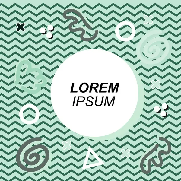 Çeşitli geometrik ve organik şekilli süslemeleri olan soyut arkaplan kare kartı. Sosyal medya içeriği için metin alanı olan kare poster. Geometrik memphis tarzıyla kare duvar kağıdı.