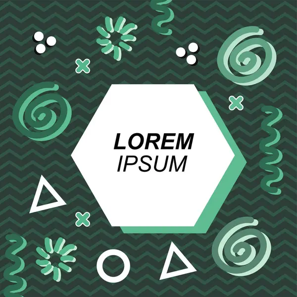 Çeşitli geometrik ve organik şekilli süslemeleri olan soyut arkaplan kare kartı. Sosyal medya içeriği için metin alanı olan kare poster. Geometrik memphis tarzıyla kare duvar kağıdı.