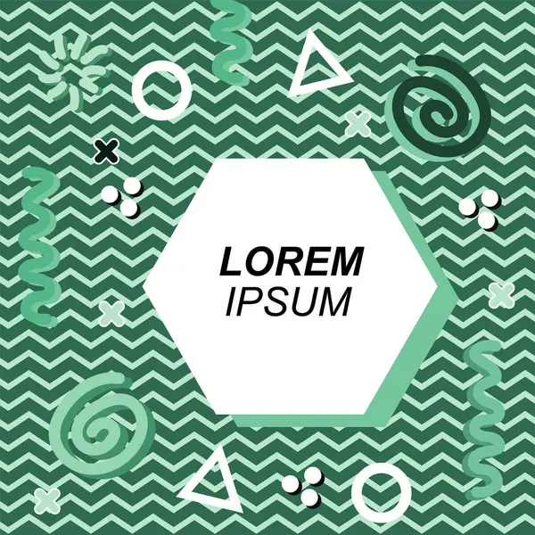 Çeşitli geometrik ve organik şekilli süslemeleri olan soyut arkaplan kare kartı. Sosyal medya içeriği için metin alanı olan kare poster. Geometrik memphis tarzıyla kare duvar kağıdı.