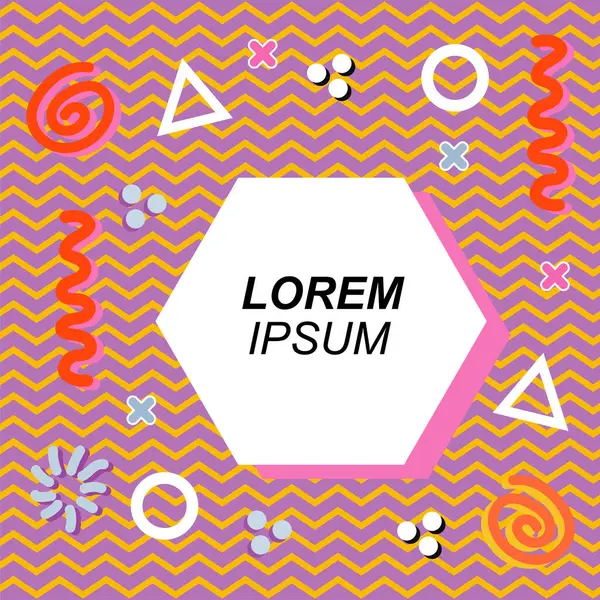 Çeşitli geometrik ve organik şekilli süslemeleri olan soyut arkaplan kare kartı. Sosyal medya içeriği için metin alanı olan kare poster. Geometrik memphis tarzıyla kare duvar kağıdı.